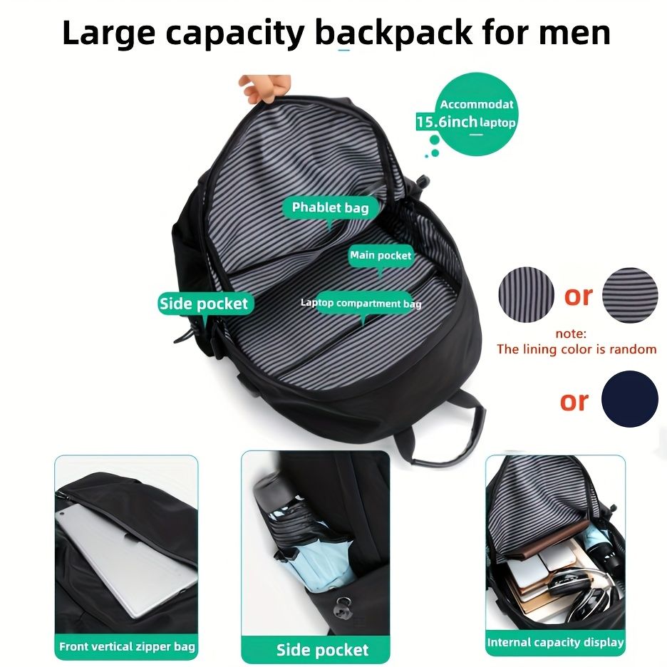 travel backpack, laptop backpack, USB charging backpack, water-resistant backpack, durable travel bag, V1102-127-39953