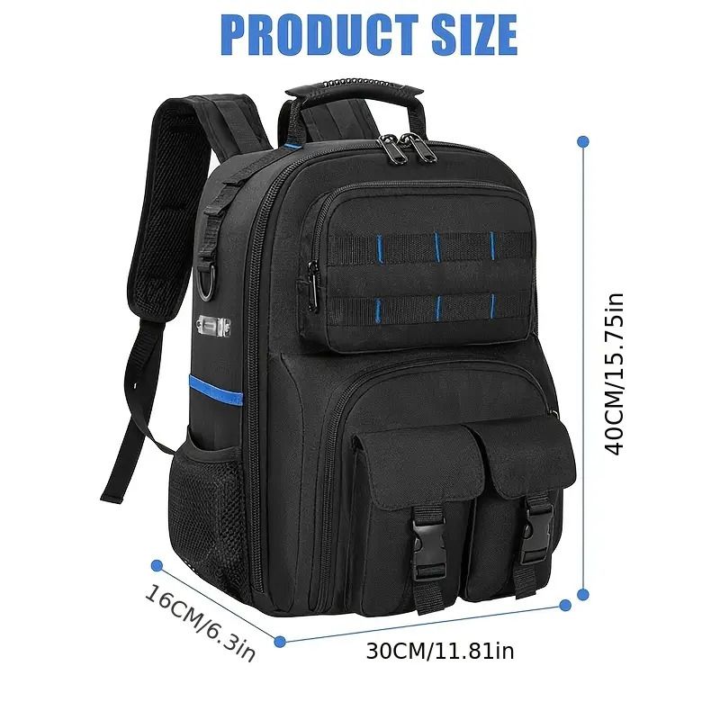 Black travel backpack, multi-pocket backpack, comfortable backpack, backpack with waist support, backpack V1102-127-GRA-25132
