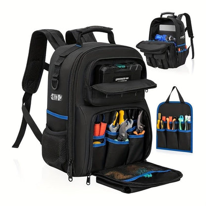 Black travel backpack, multi-pocket backpack, comfortable backpack, backpack with waist support, backpack V1102-127-GRA-25132