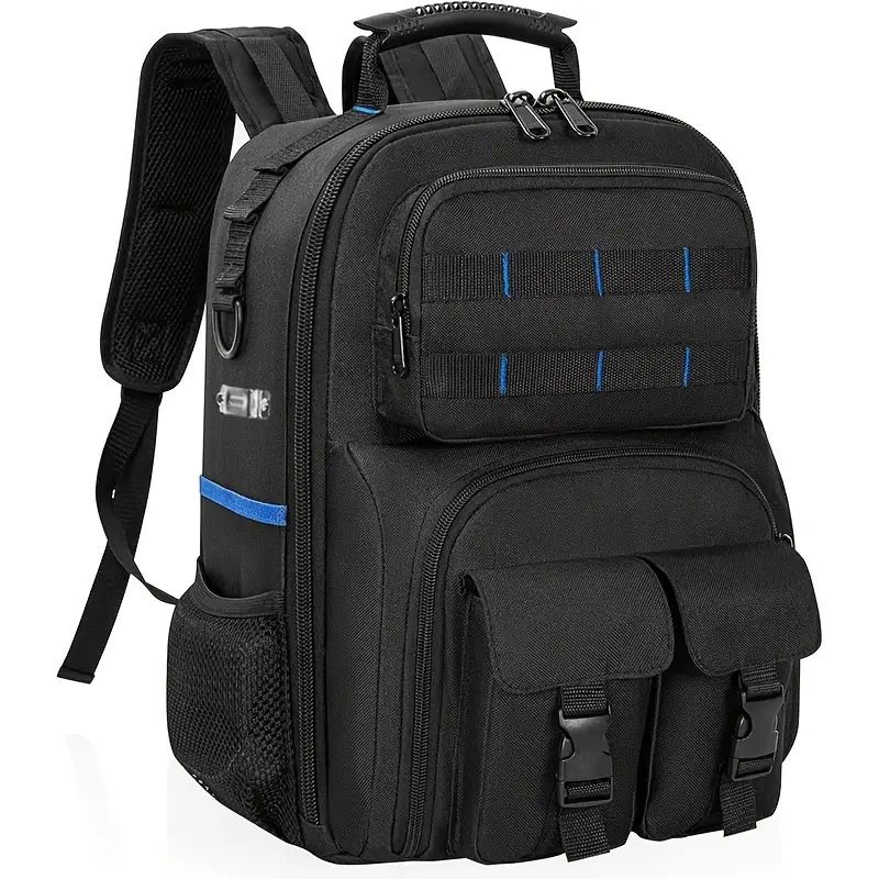 Black travel backpack, multi-pocket backpack, comfortable backpack, backpack with waist support, backpack V1102-127-GRA-25132