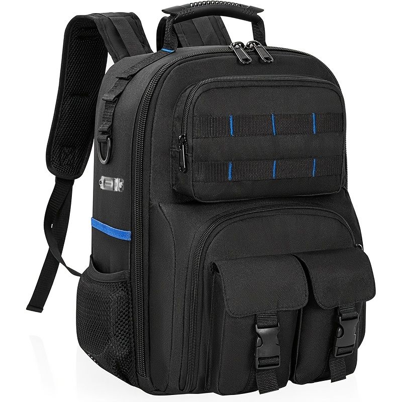 Black travel backpack, multi-pocket backpack, comfortable backpack, backpack with waist support, backpack V1102-127-GRA-25132
