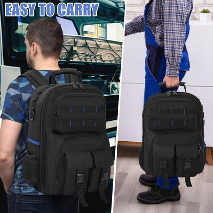 Black travel backpack, multi-pocket backpack, comfortable backpack, backpack with waist support, backpack V1102-127-GRA-25132