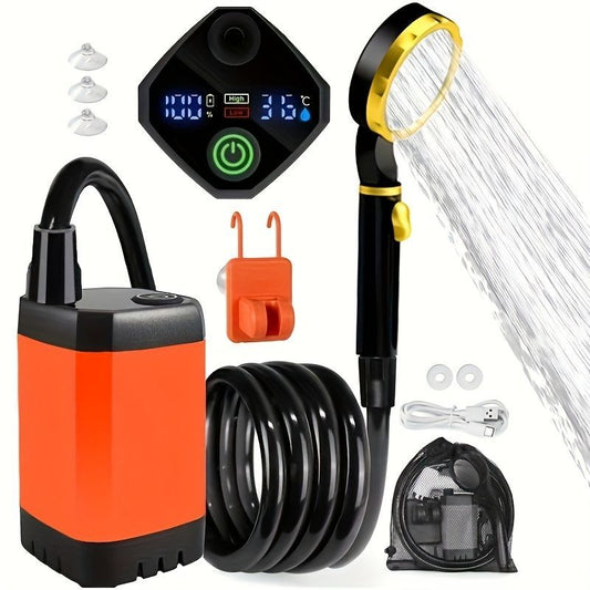 Portable Outdoor Shower Self-Priming Shower Rechargeable Shower Pump Camping - Orange - Size 6000amh