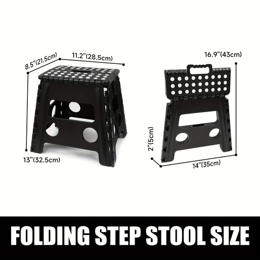 Black foldable camping stool, portable camping seat, lightweight outdoor furniture, durable stool for V1102-132-BLA-10924