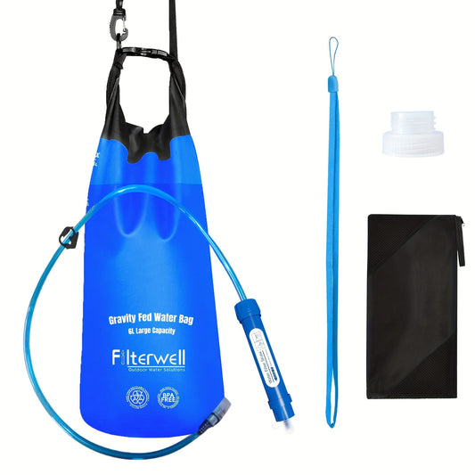 Blue portable shower bag, camping shower, TPU shower bag, hanging outdoor shower, 6L shower bag, lightweight V1102-132-BLA-24694