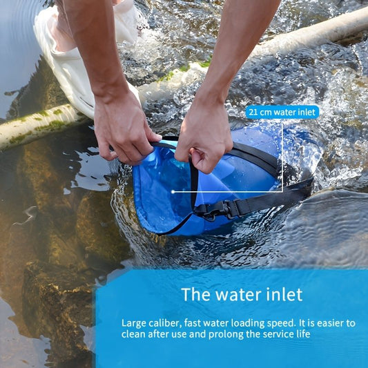 Blue portable shower bag, camping shower, TPU shower bag, hanging outdoor shower, 6L shower bag, lightweight V1102-132-BLA-24694