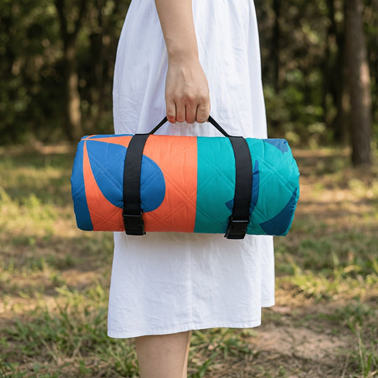 Outdoor Camping Quilted Picnic Mat - Three-Layer Design, Portable & Stylish V1102-132-BLA-83844