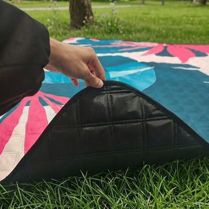 Outdoor Camping Quilted Picnic Mat - Three-Layer Design, Portable & Stylish V1102-132-BLA-83844
