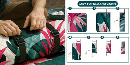 Outdoor Camping Quilted Picnic Mat - Three-Layer Design, Portable & Stylish V1102-132-BLA-83844