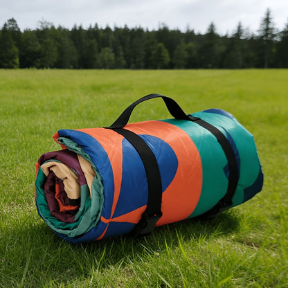 Outdoor Camping Quilted Picnic Mat - Three-Layer Design, Portable & Stylish V1102-132-BLA-83846