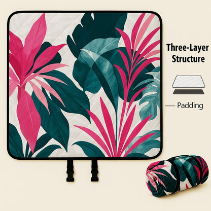 Outdoor Camping Quilted Picnic Mat - Three-Layer Design, Portable & Stylish V1102-132-BLA-83846