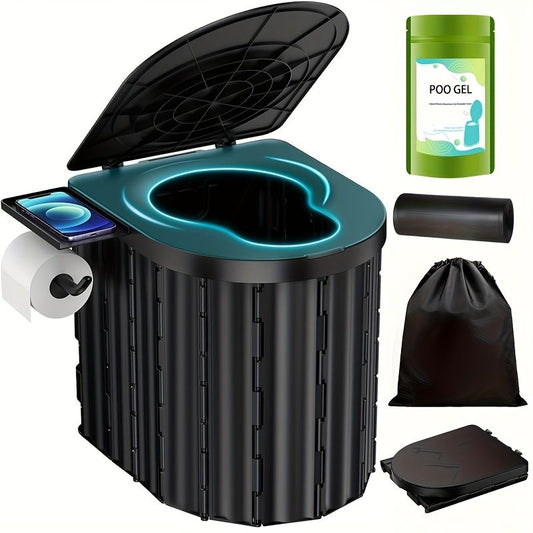 Black collapsible camping toilet, portable outdoor toilet, camping furniture Australia, lightweight camping V1102-132-GRA-89162