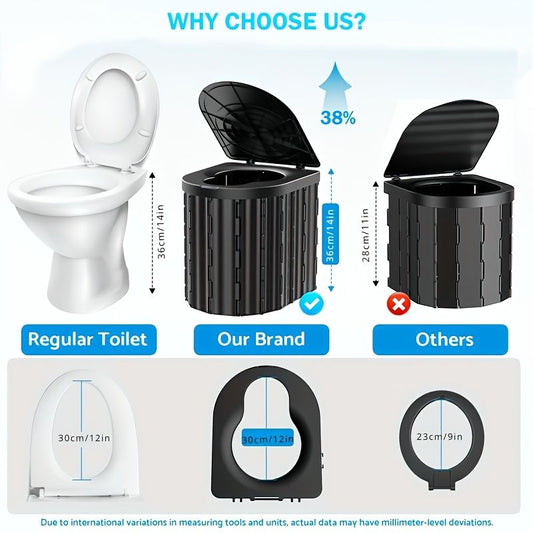 Black collapsible camping toilet, portable outdoor toilet, camping furniture Australia, lightweight camping V1102-132-GRA-89162