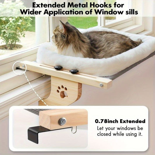 cat window perch, extended metal hooks, cat furniture, cat window bed, cat window lounger, Australian cat V1102-135-WHI-20363