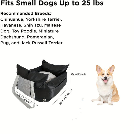 Black White car dog bed, dog carrier for car, pet travel accessories, dog transport in car, dog car seat, dog V1102-136-GRA-08633