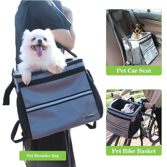 bicycle dog carrier, front mounted dog carrier, dog bike transport, pet cycling accessory, dog bike basket, V1102-136-GRA-26257