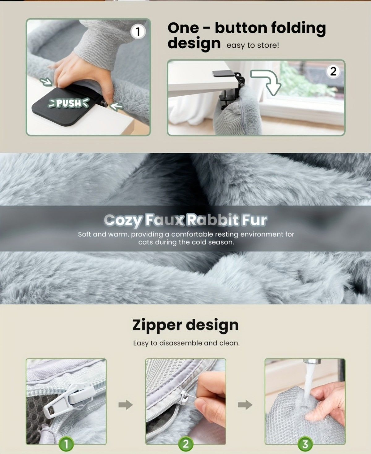 hanging cat bed, cat resting place, space - saving cat bed, cat furniture, high - quality cat bed V1102-136-GRA-45464