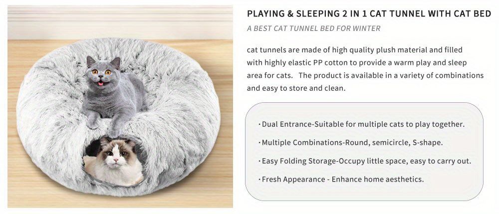 cat bed, fluffy cat bed, cat hide - away bed, multi - cat bed, pet furniture V1102-136-GRE-44379