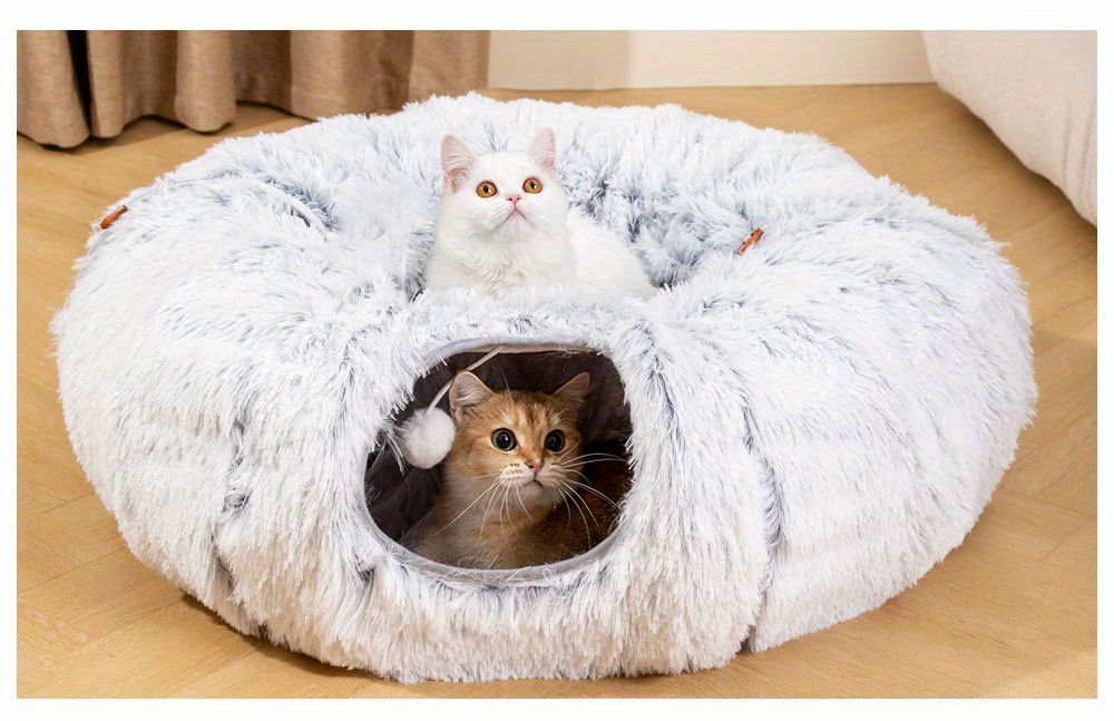 cat bed, fluffy cat bed, cat hide - away bed, multi - cat bed, pet furniture V1102-136-GRE-44379