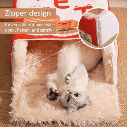 cat bed, sushi - themed, pet habitat, high - quality, value for money-blue V1102-136-RED-M-89916