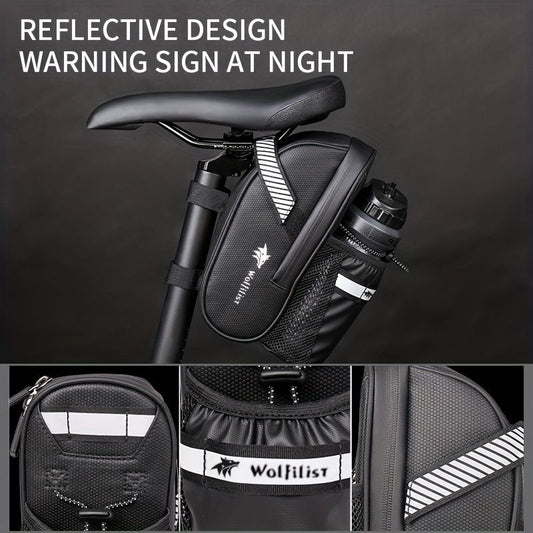 Bicycle Tail Bag with Quick Access Kettle Pocket & Reflective Safety Light V1102-139-BLA-38274