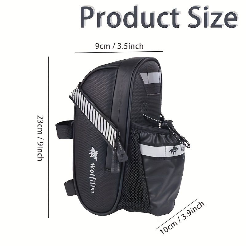 Bicycle Tail Bag with Quick Access Kettle Pocket & Reflective Safety Light V1102-139-BLA-38274