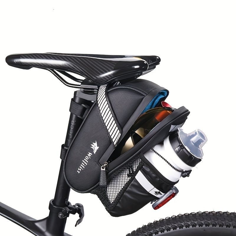 Bicycle Tail Bag with Quick Access Kettle Pocket & Reflective Safety Light V1102-139-BLA-38274