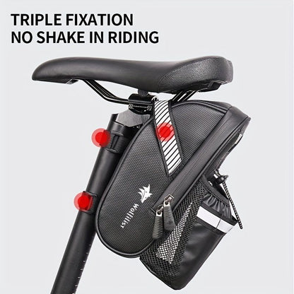 Bicycle Tail Bag with Quick Access Kettle Pocket & Reflective Safety Light V1102-139-BLA-38274