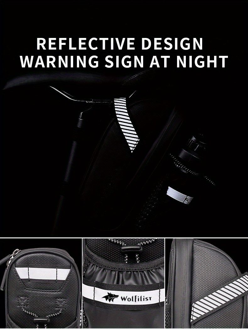 Bicycle Tail Bag with Quick Access Kettle Pocket & Reflective Safety Light V1102-139-BLA-38274