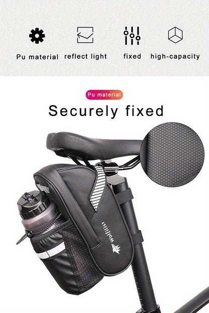 Bicycle Tail Bag with Quick Access Kettle Pocket & Reflective Safety Light V1102-139-BLA-38274