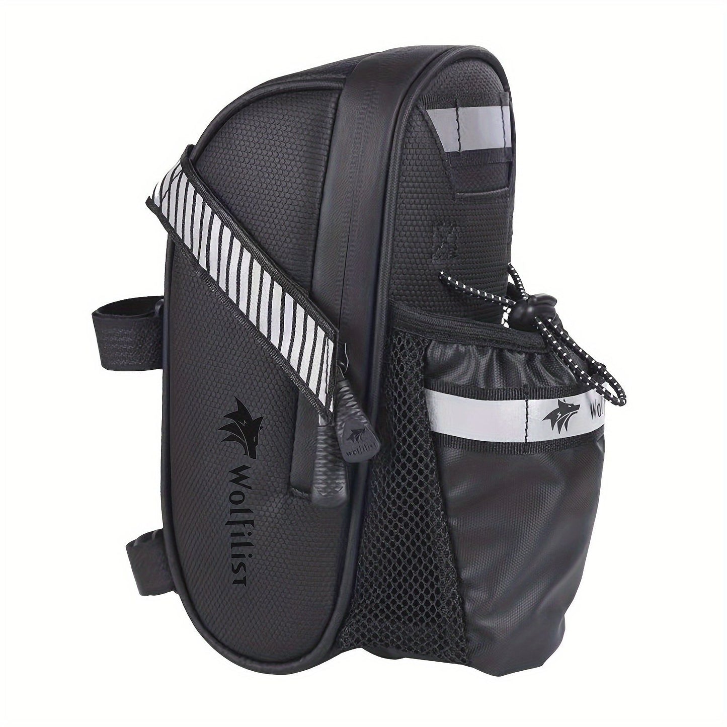 Bicycle Tail Bag with Quick Access Kettle Pocket & Reflective Safety Light V1102-139-BLA-38274