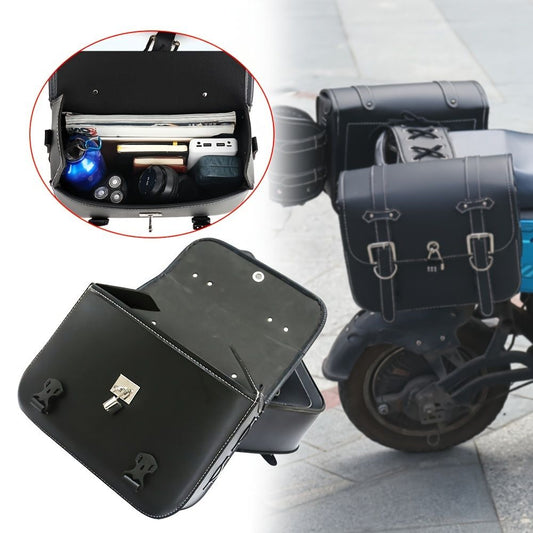 motorcycle side bags, water bottle bag, PU leather, combination lock, motorcycle accessories, durable side V1102-139-BLA-57165