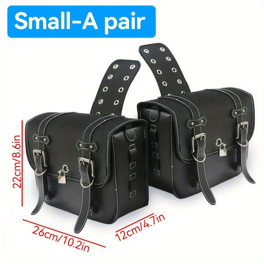 motorcycle side bags, water bottle bag, PU leather, combination lock, motorcycle accessories, durable side V1102-139-BLA-57165