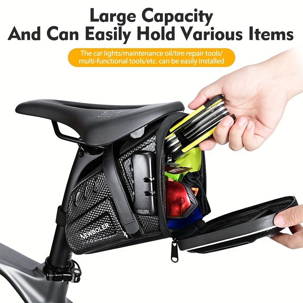 Bicycle Saddle Bag - Large Capacity Water-Resistant Storage for Cycling Essentials V1102-139-BLA-80416