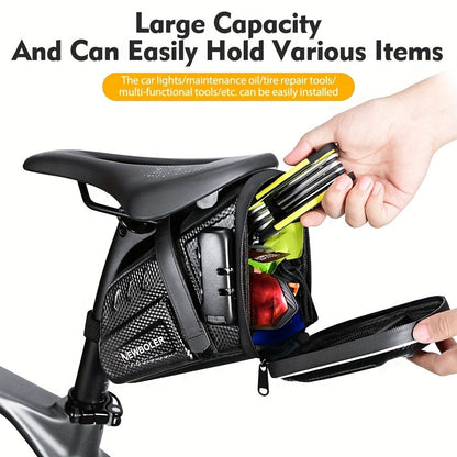 Bicycle Saddle Bag - Large Capacity Water-Resistant Storage for Cycling Essentials V1102-139-BLA-80416