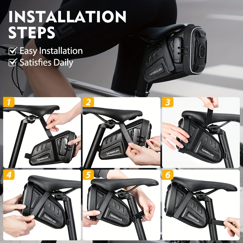 Bicycle Saddle Bag - Large Capacity Water-Resistant Storage for Cycling Essentials V1102-139-BLA-80416