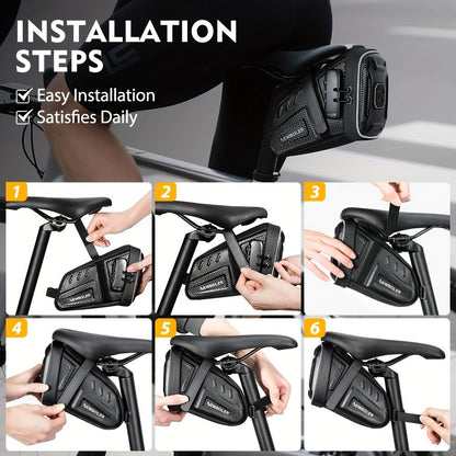 Bicycle Saddle Bag - Large Capacity Water-Resistant Storage for Cycling Essentials V1102-139-BLA-80416