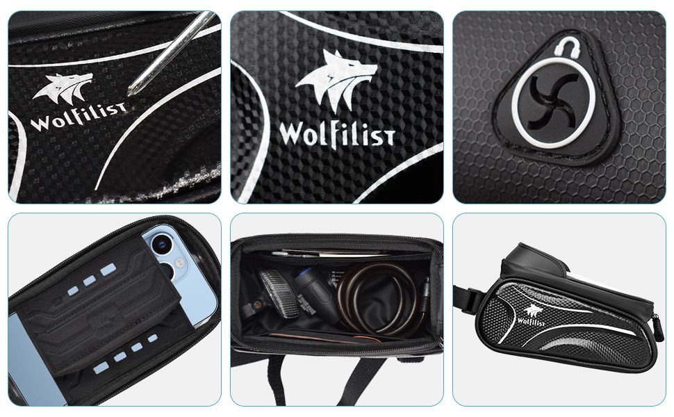Bicycle Phone Bag for 7-Inch Devices, Durable Bike Accessory V1102-139-BLA-83763