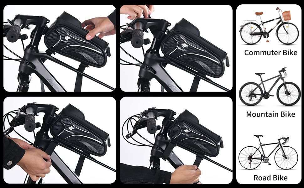 Bicycle Phone Bag for 7-Inch Devices, Durable Bike Accessory V1102-139-BLA-83763