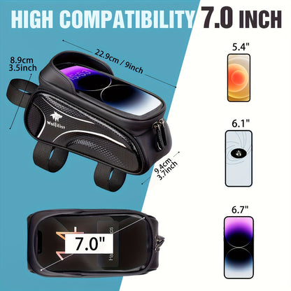 Bicycle Phone Bag for 7-Inch Devices, Durable Bike Accessory V1102-139-BLA-83763