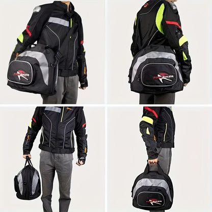 Black White motorcycle shoulder bag, Pro Biker bag, biking accessory, high-quality bag, durable bag, biker V1102-139-WHI-11456