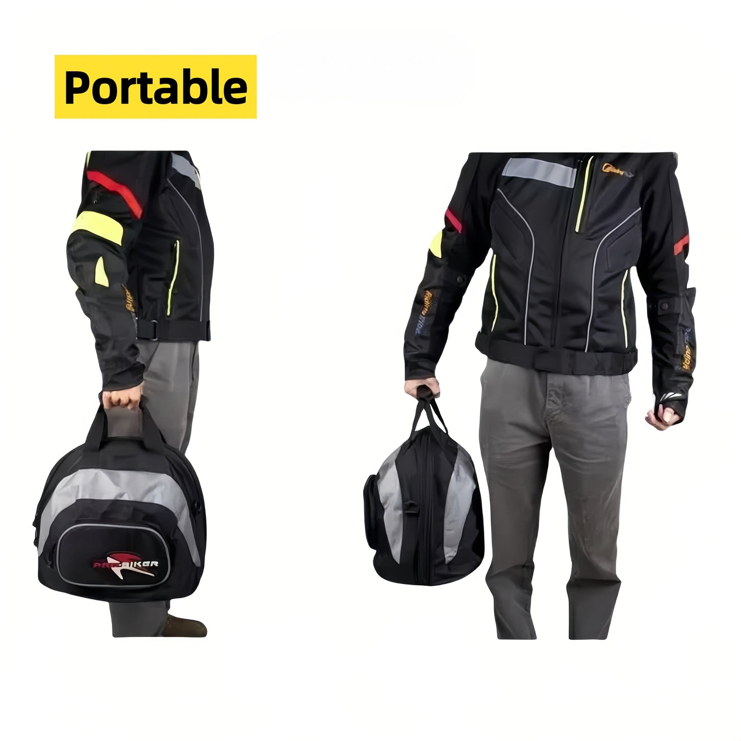 Black White motorcycle shoulder bag, Pro Biker bag, biking accessory, high-quality bag, durable bag, biker V1102-139-WHI-11456