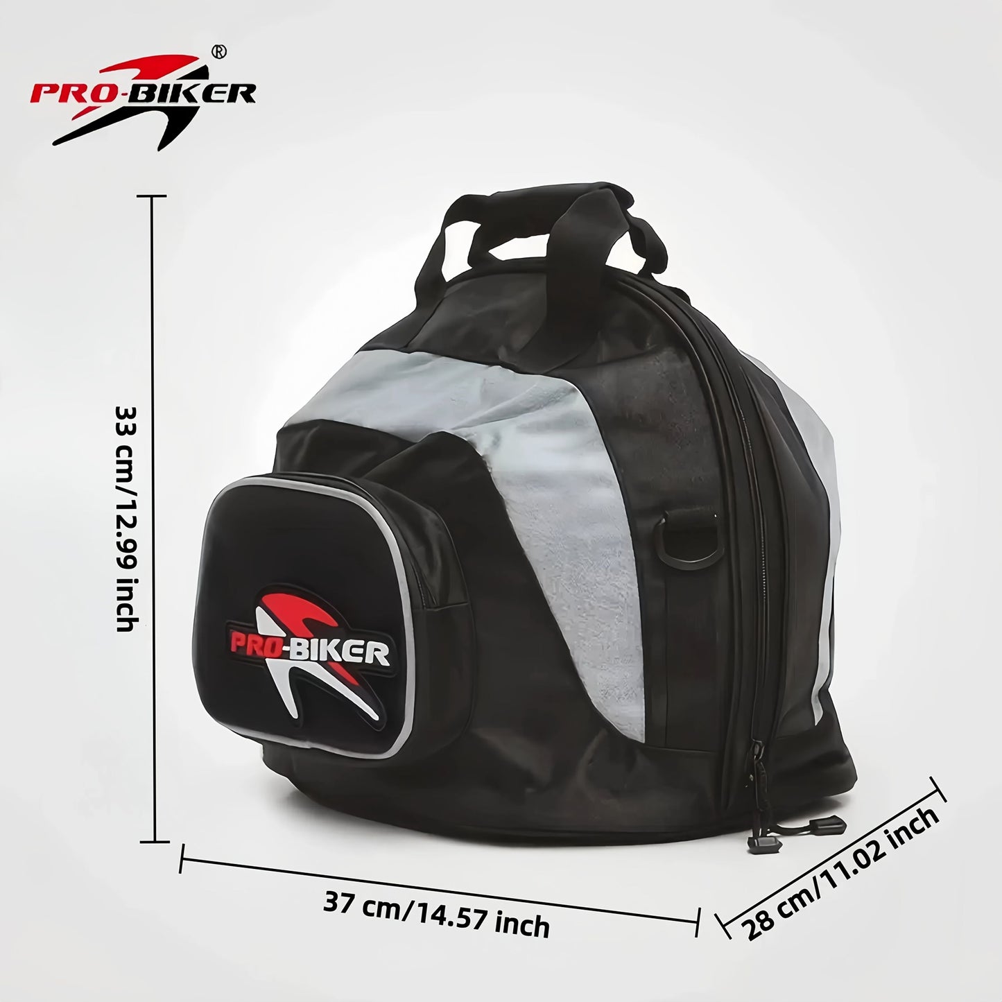 Black White motorcycle shoulder bag, Pro Biker bag, biking accessory, high-quality bag, durable bag, biker V1102-139-WHI-11456