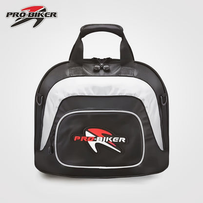 Black White motorcycle shoulder bag, Pro Biker bag, biking accessory, high-quality bag, durable bag, biker V1102-139-WHI-11456