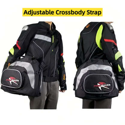 Black White motorcycle shoulder bag, Pro Biker bag, biking accessory, high-quality bag, durable bag, biker V1102-139-WHI-11456