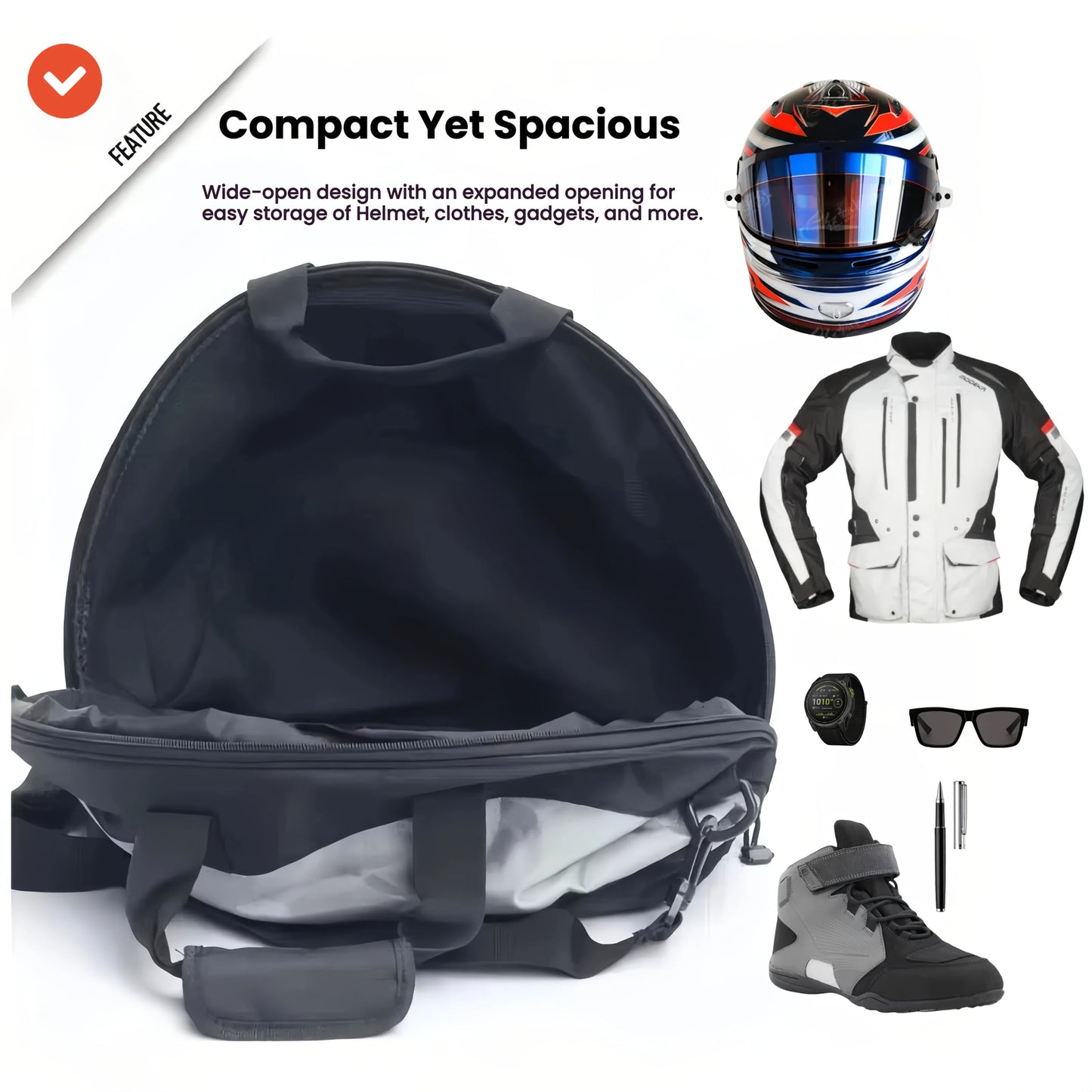 Black White motorcycle shoulder bag, Pro Biker bag, biking accessory, high-quality bag, durable bag, biker V1102-139-WHI-11456
