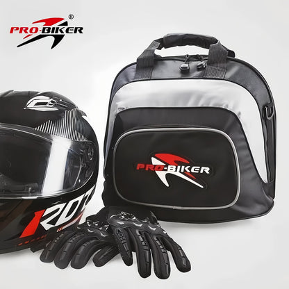 Black White motorcycle shoulder bag, Pro Biker bag, biking accessory, high-quality bag, durable bag, biker V1102-139-WHI-11456