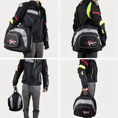 Black White motorcycle shoulder bag, Pro Biker bag, biking accessory, high-quality bag, durable bag, biker V1102-139-WHI-11456