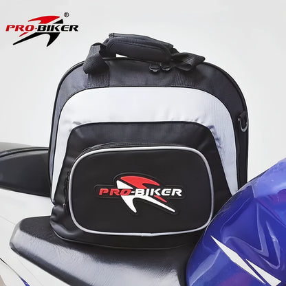 Black White motorcycle shoulder bag, Pro Biker bag, biking accessory, high-quality bag, durable bag, biker V1102-139-WHI-11456