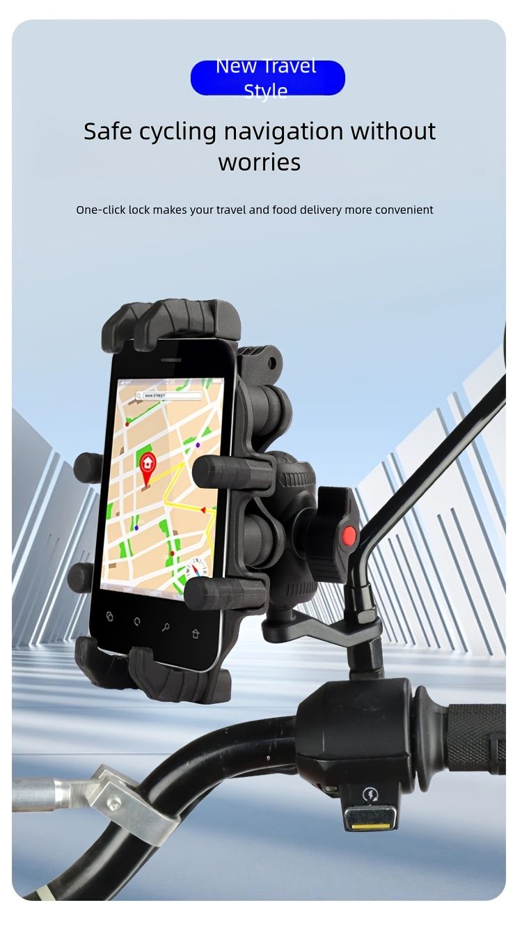 Motorcycle Phone Mount Octopus Fixation Anti-Shock Anti-Shake V1102-140-BLA-25585